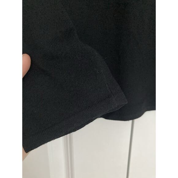 Eileen Fisher Black Viscose Nylon Jersey V-neck Long Sleeve Top Med Minimalist - Picture 3 of 7